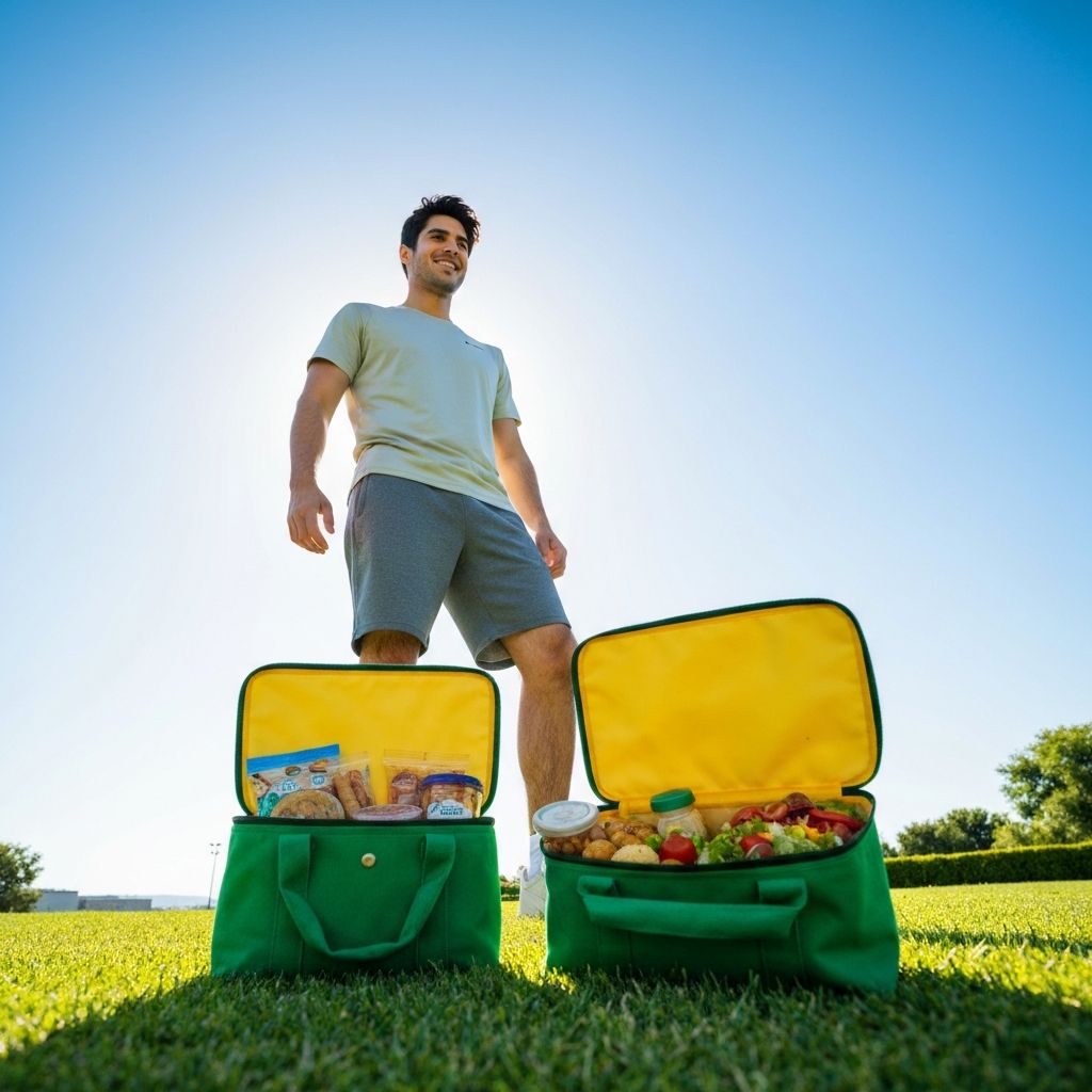 Active person with healthy lunch